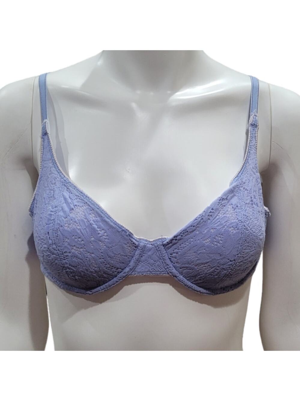 Vntg 90s Bestform Lace Bra 34C Lavender Purple Sheer Floral Underwire Lingerie